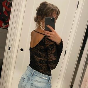 Acemi / M / sexy bodysuit / sheer, black lace! / lingerie or date night top!